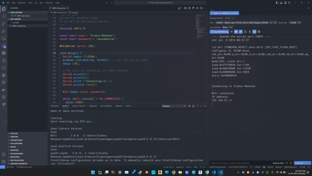 ESP32 Arduino WiFi Web Server Example Sketch VS Code CIRCUITSTATE Electronics